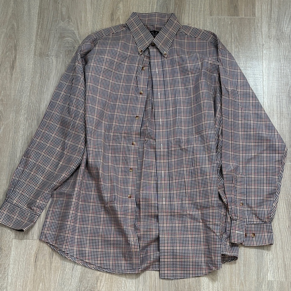 Jos. A. Bank Brown and Navy Check Button-Down Shirt